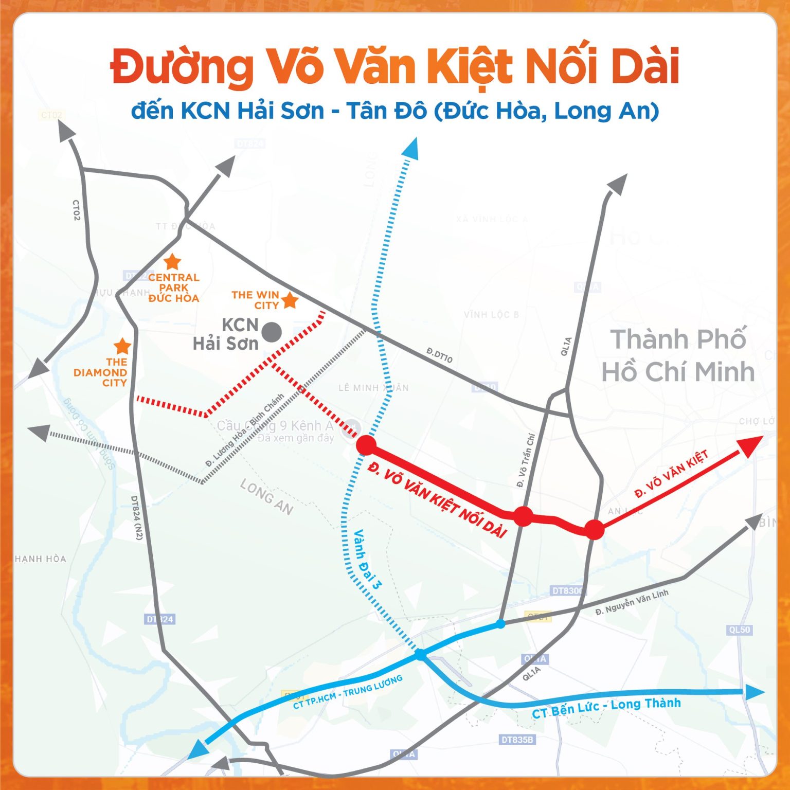 Hình ảnh hạ tầng giao thông chiến lược của dự án Vinhomes Green City Đức Hòa