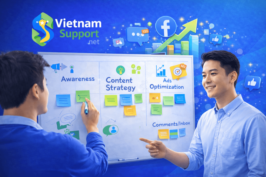 hình ảnh minh họa các nội dung trong khóa học facebook marketing 1 kèm 1 tại vietnamsupport