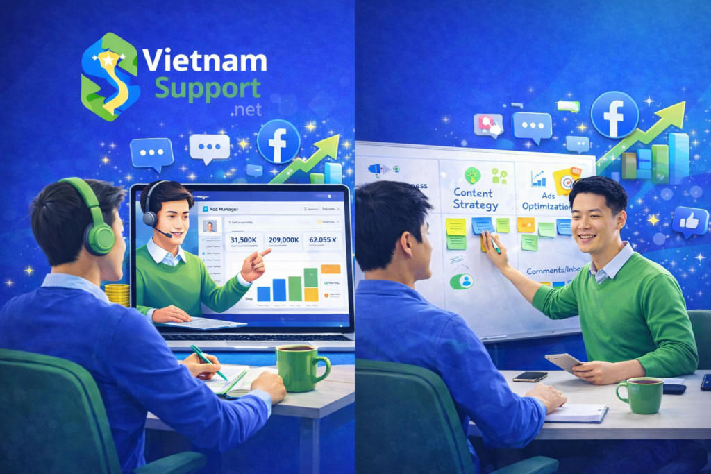 hình ảnh minh họa học viên rất thích thú với hình thức học online và offline khóa học facebook marketing 1 kèm 1 tại vietnamsupport