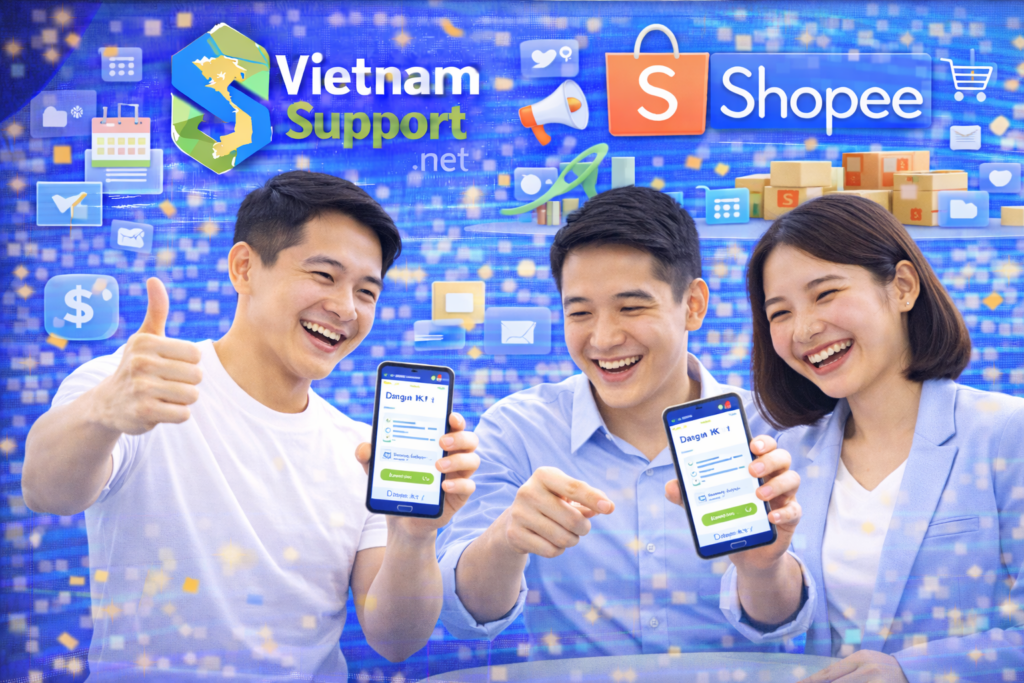 hình ảnh minh họa học viên vui vẻ khi tham gia đăng ký tham gia khóa học Sàn TMĐT Shopee 1 kèm 1