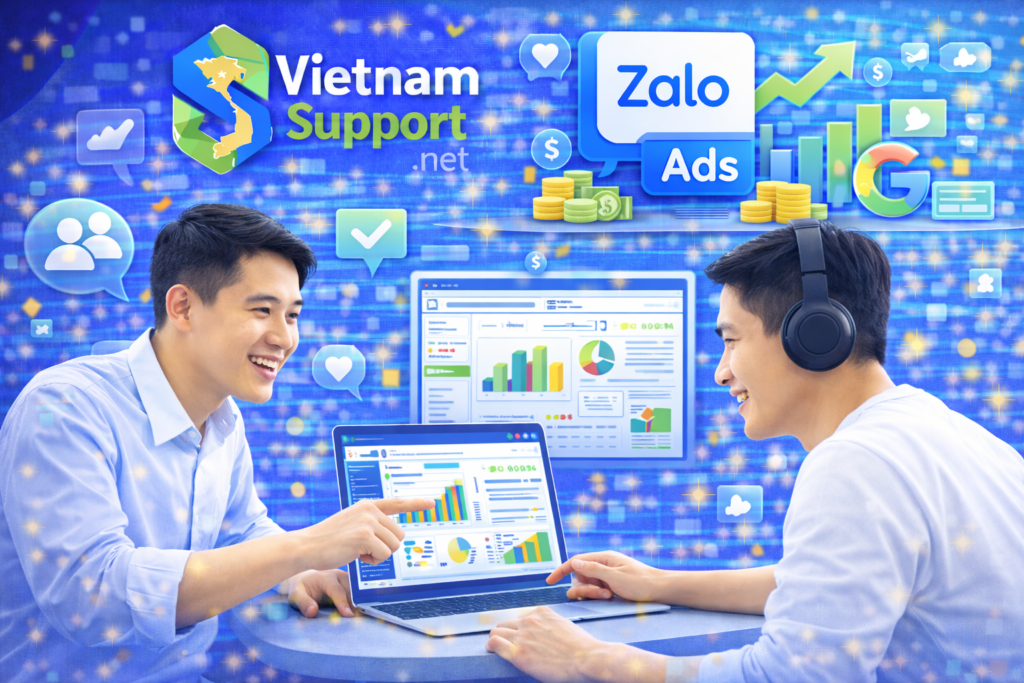 hình ảnh minh họa giảng viên vietnamsupport hướng dẫn học viên trong qua trình đào tạo khóa học Zalo ADS 2026 1 kèm 1